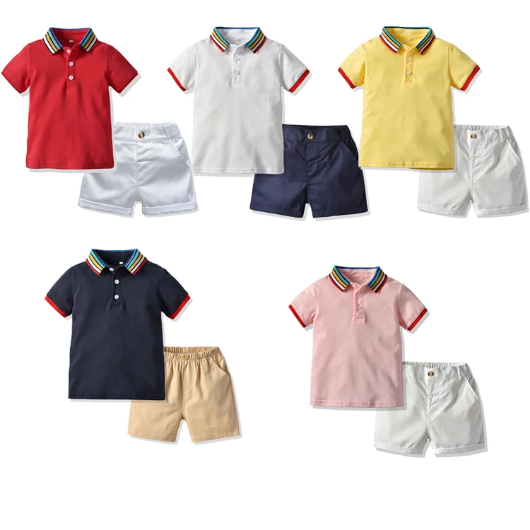 

Fashion boutique poly t-shirt and shorts set summer kids clothing boy clothes, 5 colors