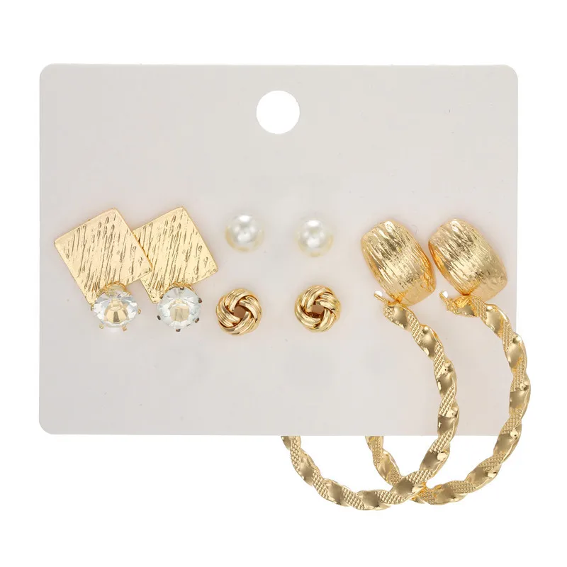 

Wholesale Simple Pearl Earrings Female Geometric Earrings Set
