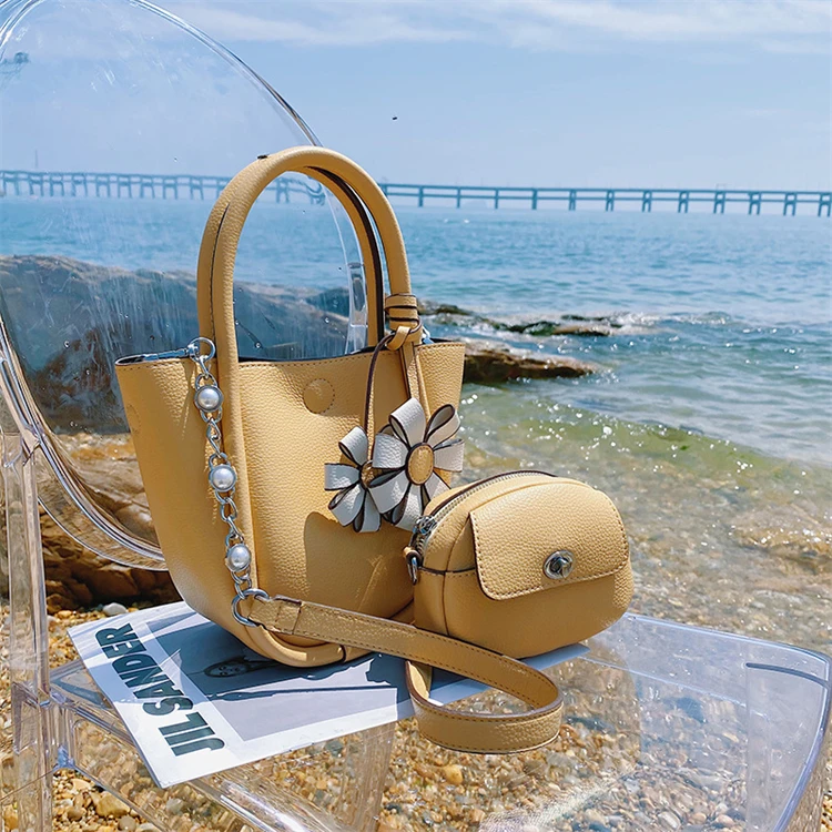 

Fashion handbag set 2021 urban trend DIY flower shoulder bag temperament pearl chain lady messenger bag, Customizable
