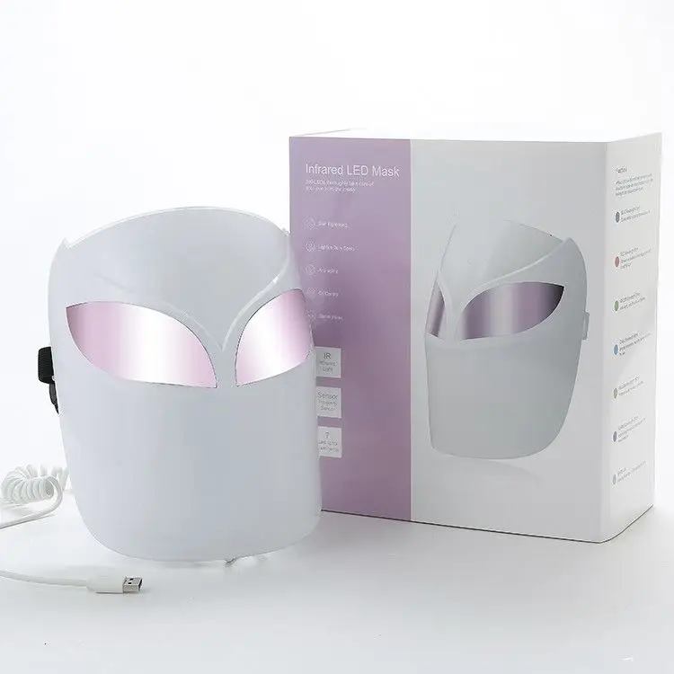 

2020 Korea best women facial lift skin whitening led face mask with logo, White