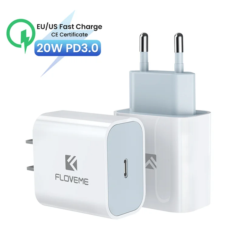 

Free Shipping 1 Sample OK FLOVEME Mobile Charger PD 20W Fast Wall Charger Travel Adapter For iPhone 12 Custom Accept