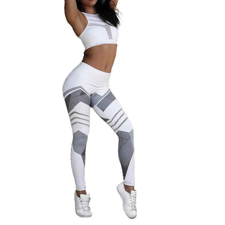 

Custom New Fashion Color Block Two Pieces Clothes Crop Tops Sleeveless Halter Leggings Fitness Suits Sport Set Women Provided