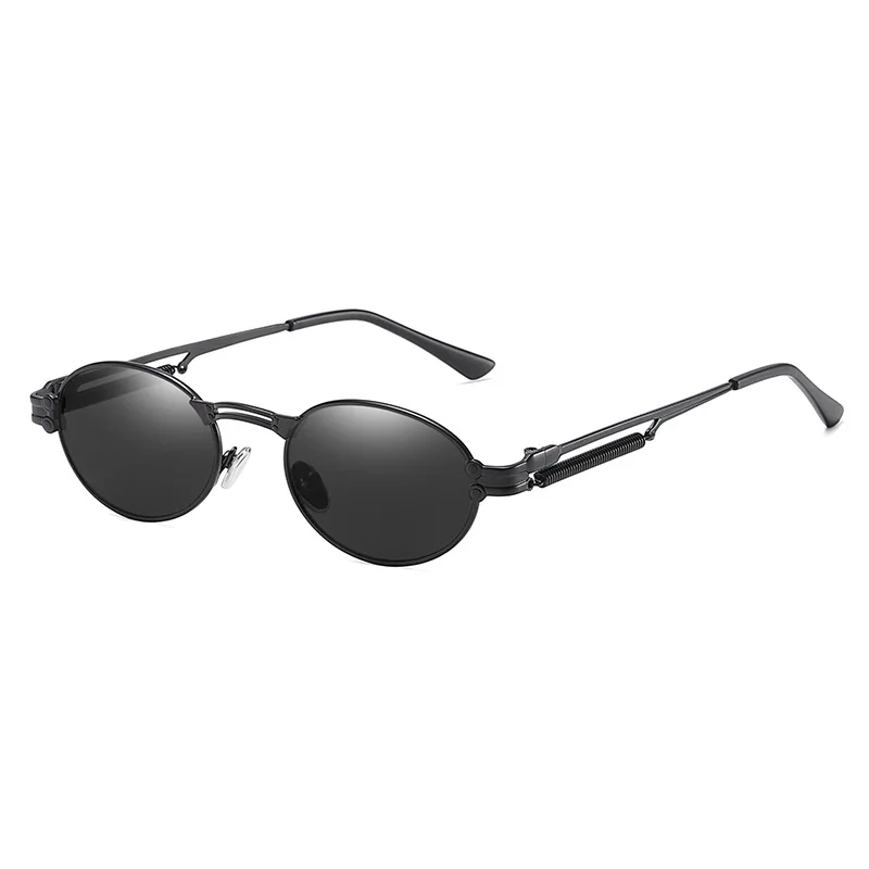 

new retro punk style women small oval round sunglasses anti-blue light glasses spring legged sunglass unisex