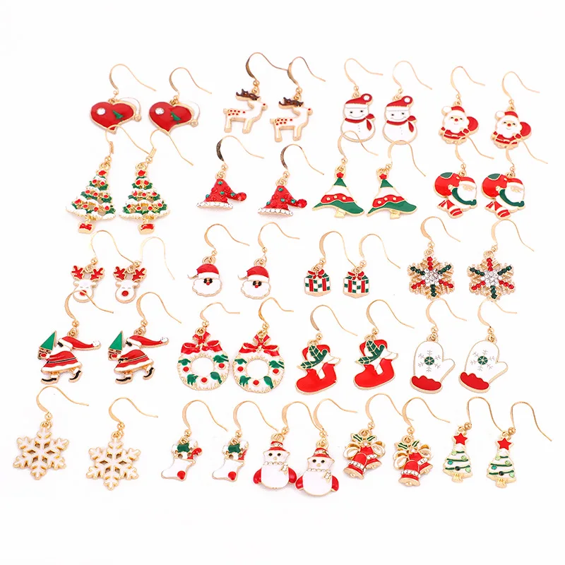 

Cartoon Christmas earrings Santa Claus Elk Tree Individual design Customizable patterns earrings women