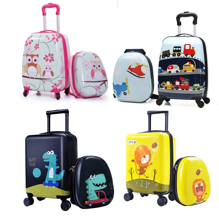 

Custom Popular Cartoon Design 2 Wheels 14 inch Kid Travelling Backpack Bags Suitcase Set Trolley Luggage Sets