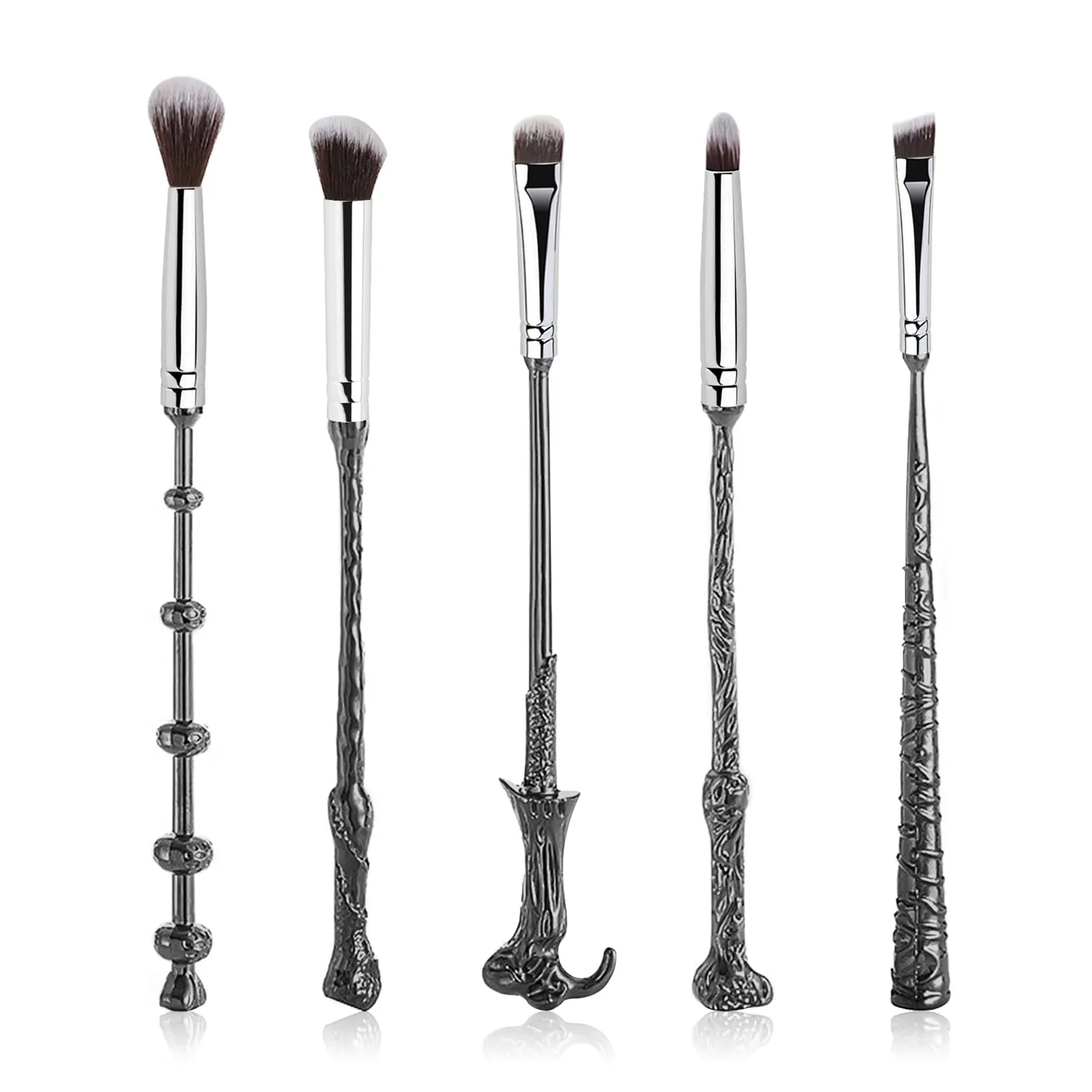 

5 Pcs Wizard Wand Makeup Brushes Wechip Premium Synthetic Makeup Brushes Magical Metal Brush For Foundation Blending Blush