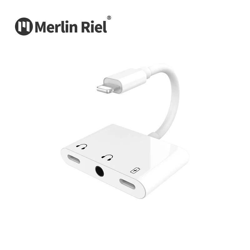 

Mini Portable 3 In 1 Pill Shape Splitter Capsule Adapter Dual Charger 3.5mm Audio Splitter For Iphone 7/8/13/11/12, White