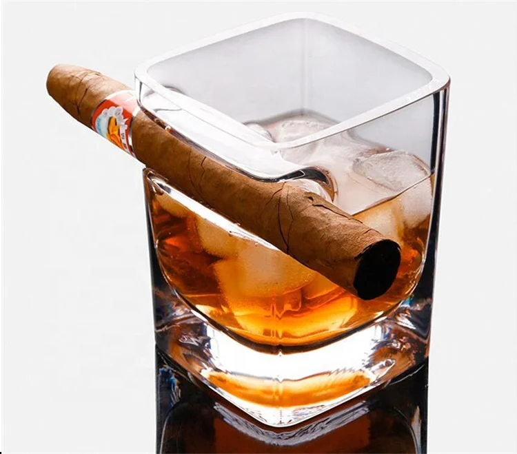 Wholesale Customized 280ml  320ml Cigar Glass cup Double Old Fashioned Glass Accept logo shot glass