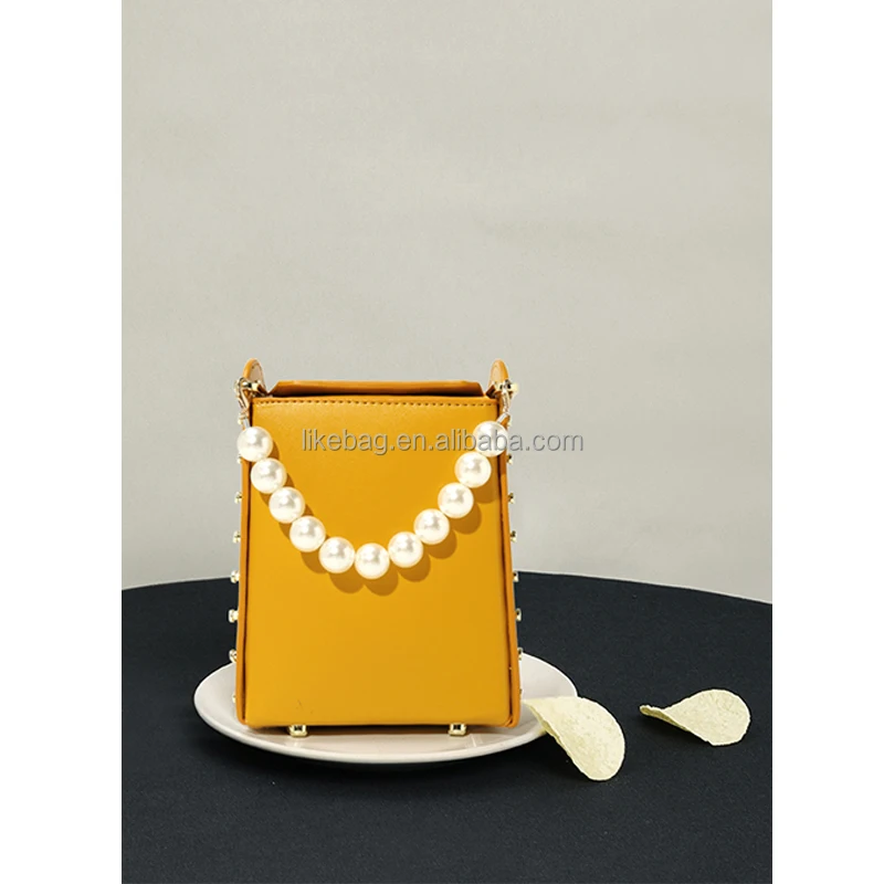 

LIKEBAG Fashion beaded mini moblie phone bag for women new korean version pearl chain shoulder crossbody bag for ladies