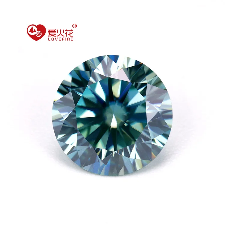 

wholesale moissanite loose stones round brilliant cut lab grown diamond blue-green color VVS moissanite