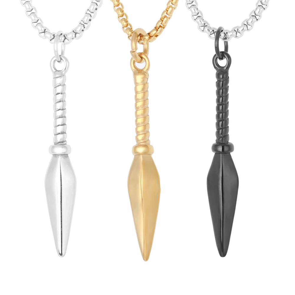 

Fashion Rock Jewelry Stainless Steel Spear Point Arrowhead Spearhead Pendant Necklace For Men