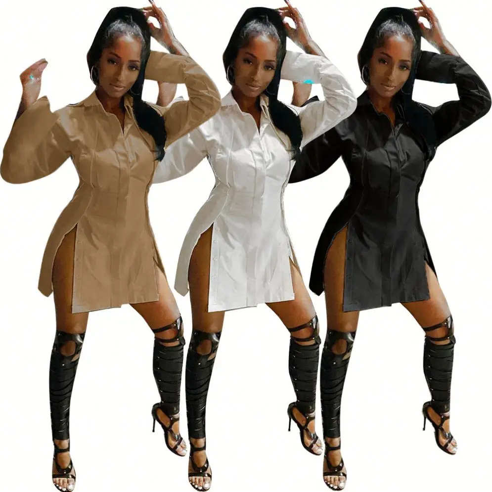 

Women's Skirts New Arrivals 2020 Plus Size Dress Long Sleeve Shirt Dress Apparel Wholesale Clothing Sexy Bodycon Casual Dresses