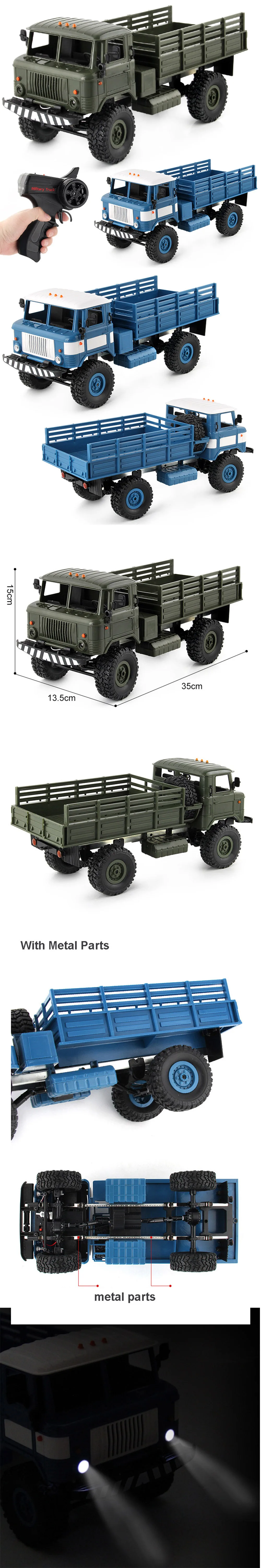 WPL B-24 1: 16 Russa Gaz 66 RTR 4WD RC Car Remote Control 2.4G Mini Crawler Truck For Kids Toy