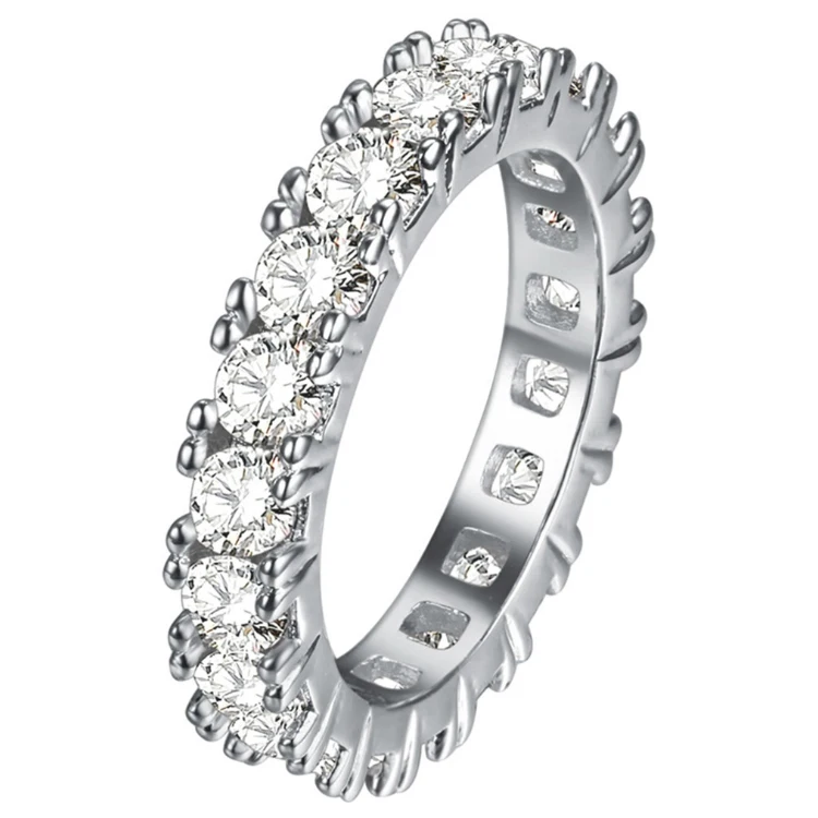 

RINNTIN OR31 Alloy Jewelry Cubic Zirconia Eternity Ring Designs For Female Diamond Wedding Band, Silver color