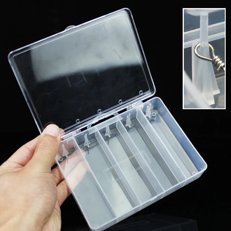 

WEIHE wholesale 5 Compartments plastic pvc large lure convenient transparent bait secure fishing tackle box, See picture