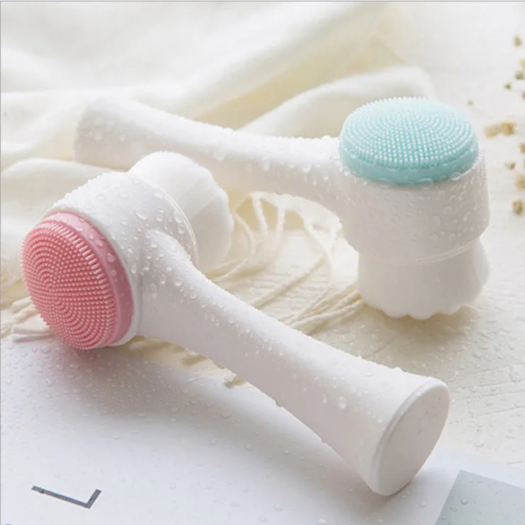 

Wholesale 3D Double Sides Multifunctional Silicone sonic facial exfoliating brush Face Cleaning Massage Tool Facial Brush