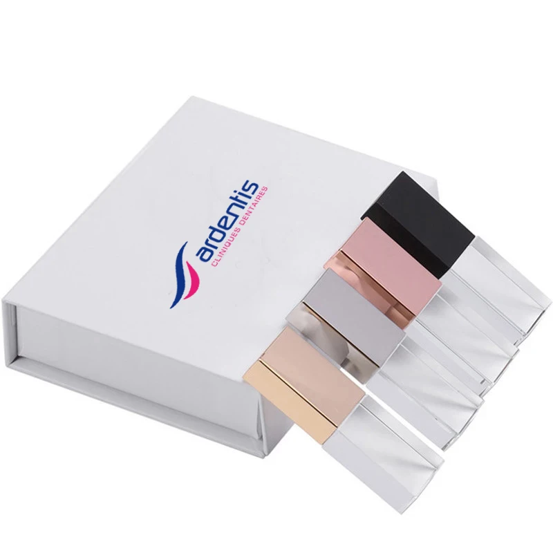 

Wholesales customized Glass USB 2.0 Memory Flash Stick Pen Thumb Drive U disk with Elegent White Box and custom logo, Transparent