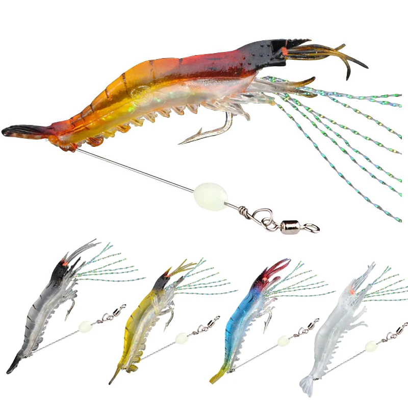 

Artificial 90mm 5. 7g Sea Bait fishing soft lure luminous shrimp lure soft plastic shrimp lure with hook, 5 colors