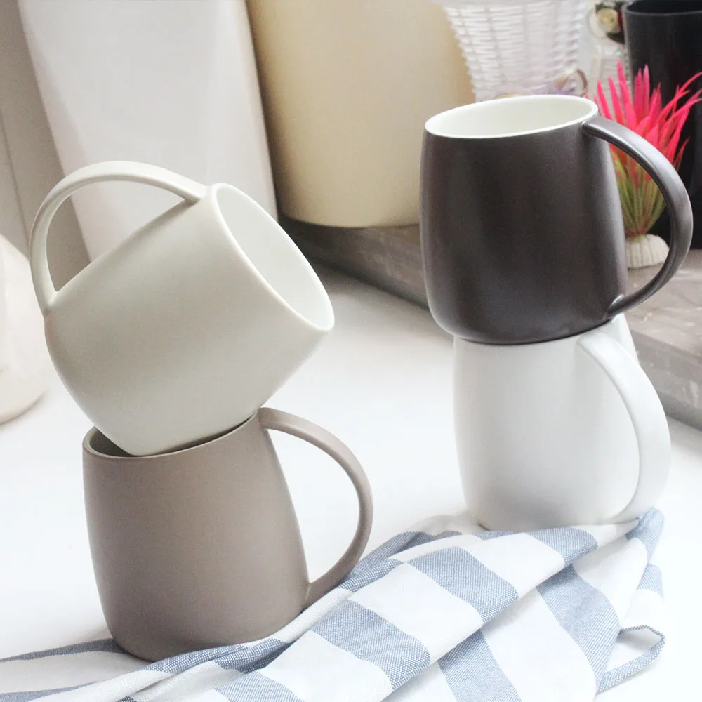 

Cheap Price 400ml Ceramic Coffee Mug Coffee Ceramic Tumbler With Round Handle, Customized color