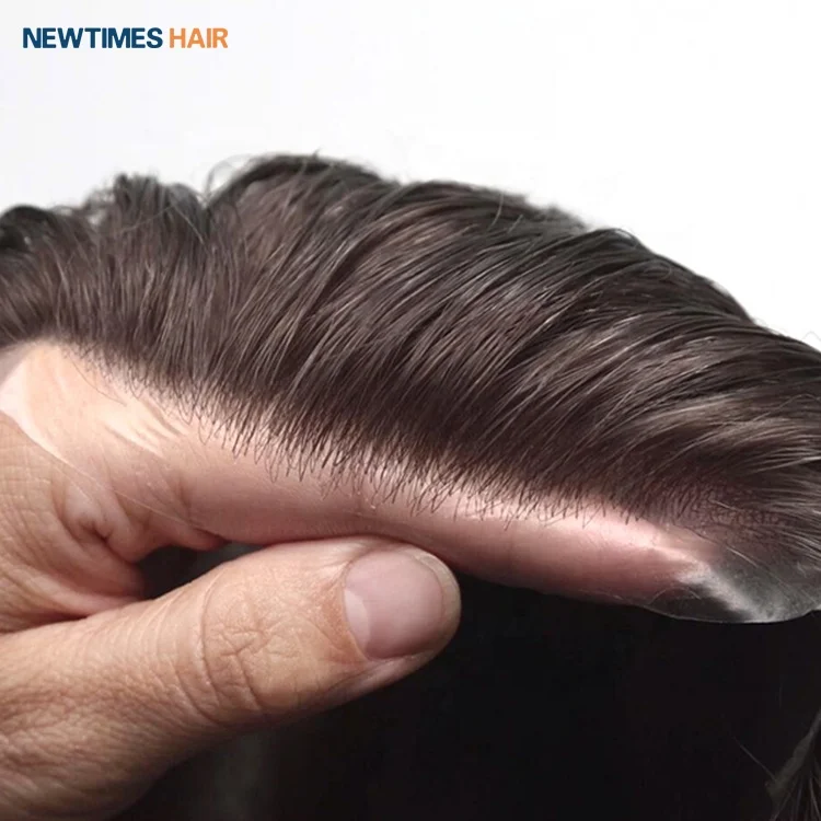 

Stock Ultra Thin Skin 0.02-0.03mm V-looped 100% Real Human Hair Replacement Men Toupee for Men