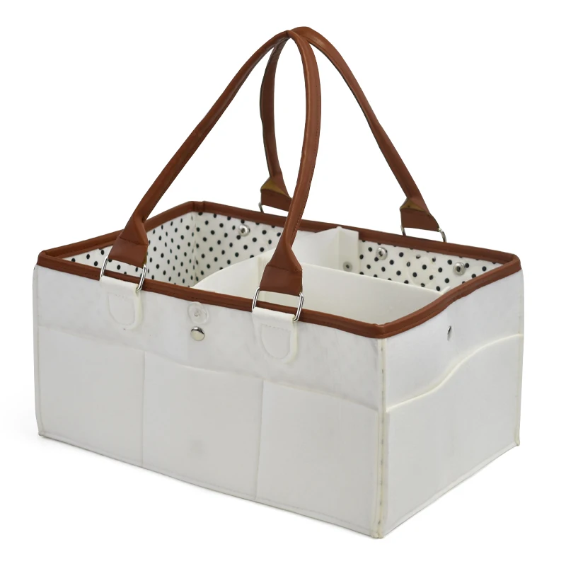 

Eco-friendly hanging factory Wholesale fold able customize with Leather felt diaper caddy for mommy, Customized colors