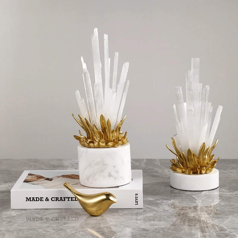 

Home Living Room Floral Decoration Simple Plant Natural Cyrstal Stone Nordic House Decor, Plating