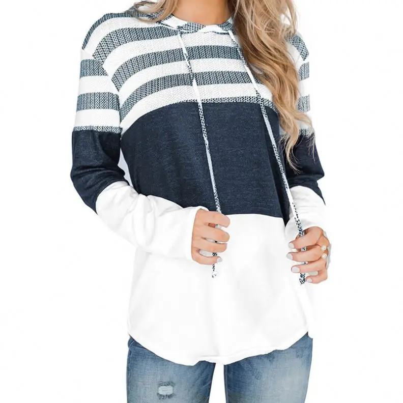 

2020 Hot Selling White Speak To Me Color Block Drawstring Hoodies For Women