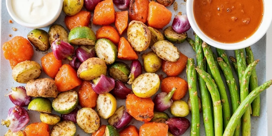 Spices laid out next to grilled veggies