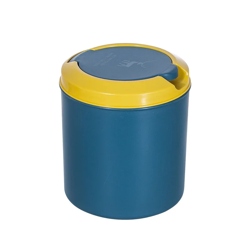 

Home Convenience Small Mini Garbage Waste Can Press Round Shape Desktop Plastic Trash Can, Orange.blue.navy
