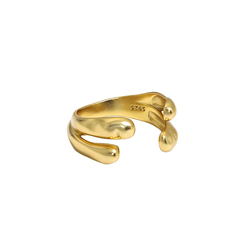 

VIANRLA 18k gold plated adjustable open ring sterling silver open finger ring