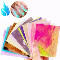 

Misscheering 16 Pcs/set Adhesive Laser Holographic Fire Flame Finger Nail Art Sticker for Nail Decorations