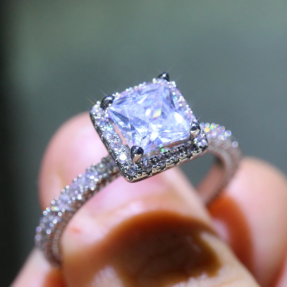 

HPXmas Fashion Ring Square Zircon Engagement Ring Diamond Ring Wholesale