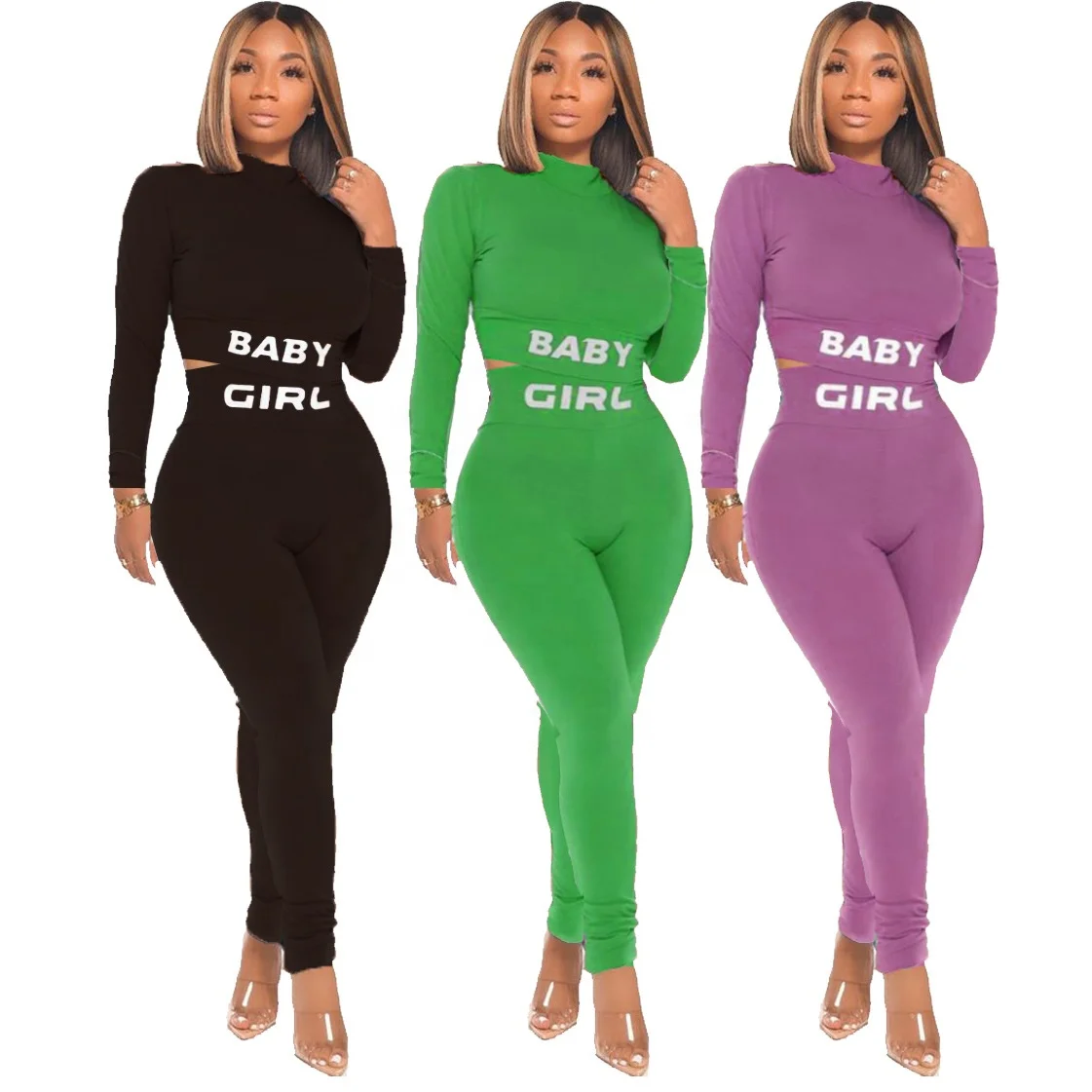 

Trend 2020 high waist knit stretch breathable clothing two piece outfits for women 2 piece workout set
