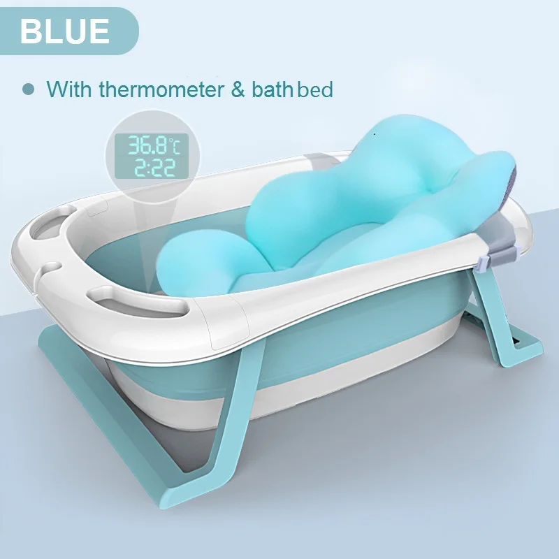 

Factory direct supply Baby Foldable Bathtub Kids Portable Bath Tub with temperature sensing, Pink, blue