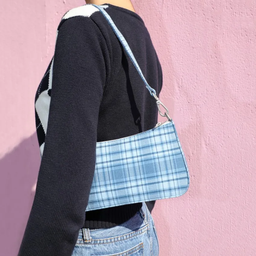 

2020 Vintage check bag spring and summer new versatile underarm bag one shoulder handbags for women