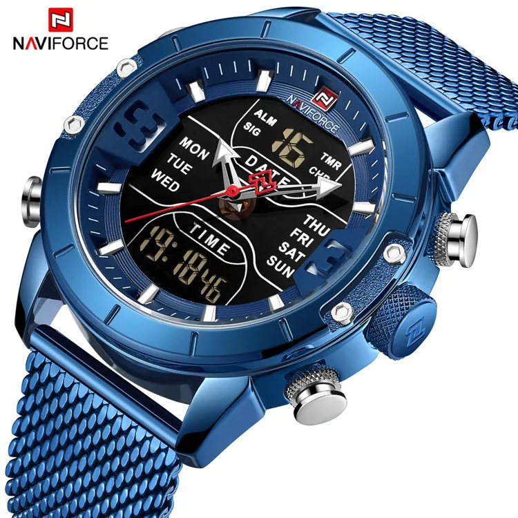 

Naviforce 9153 New stainless Steel Band Men Sport quartz watches Male Wrist watch band For Men Clock Waterproof digital watches