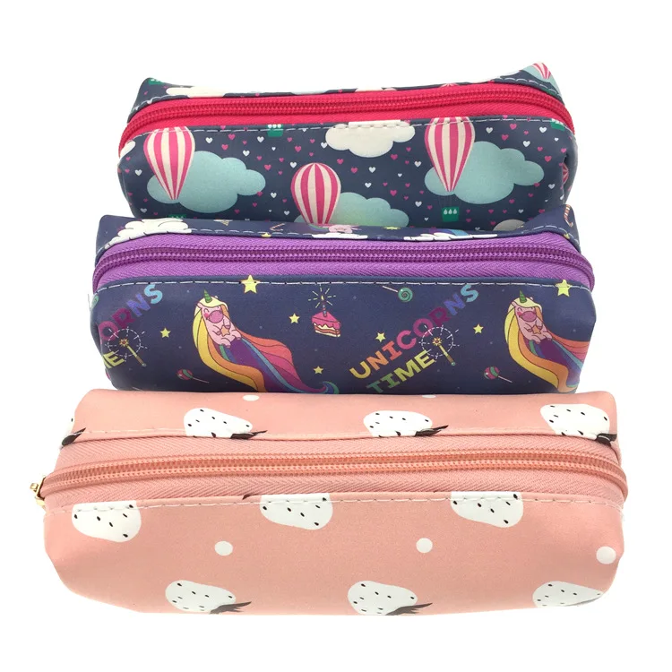 

PU Leather Rainbow Unicorn Design Cartoon Large Capacity Wallet for Women Student Pencil Bag Purses