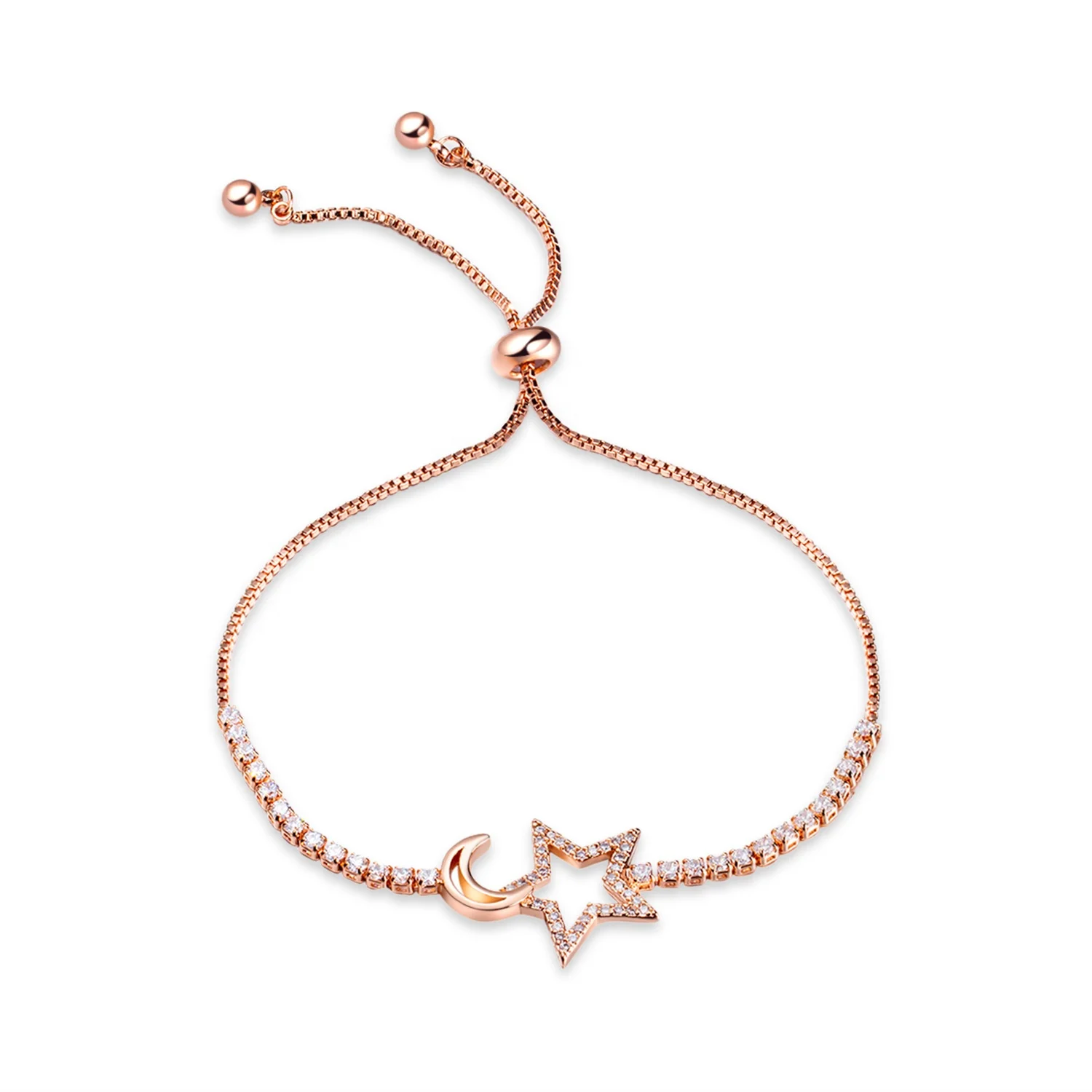 

Fashion Star Moon Bracelet Women's Hollow Zircon Bracelet, Rose gold