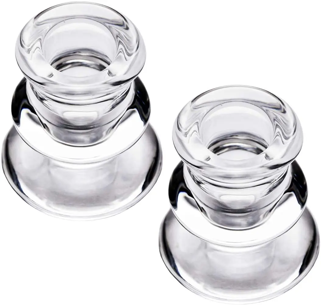 

2022 Glass Candle Holders with Elegant Design Crystal Clear Candlesticks