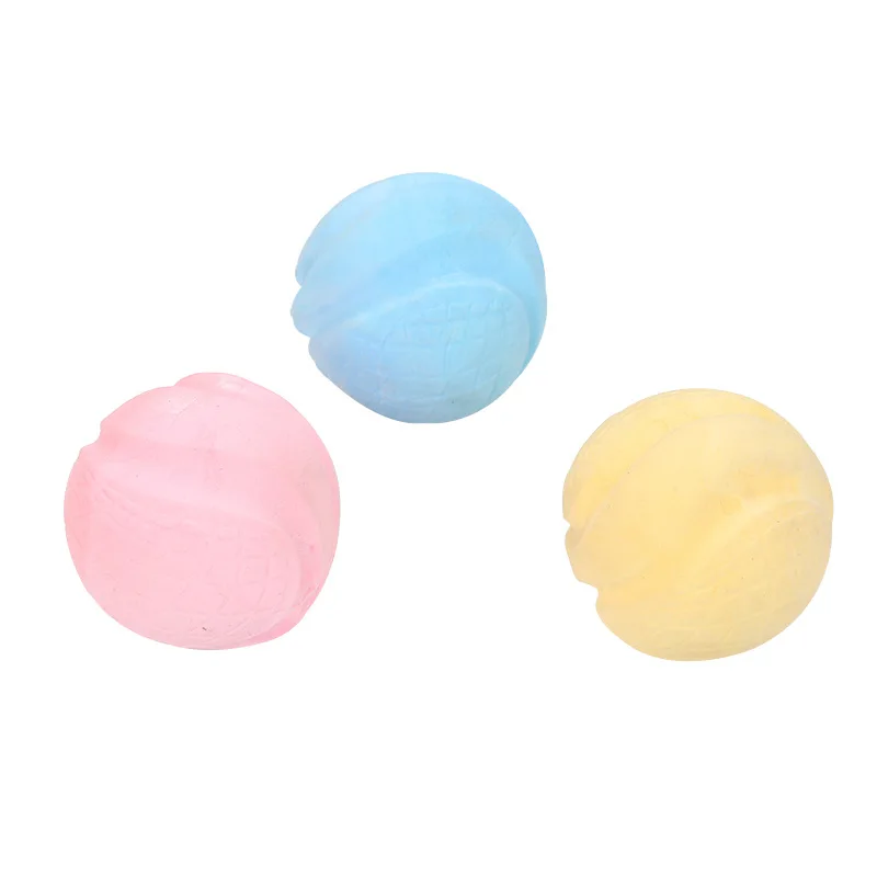 

TPR Pet Tennis Toy Foaming Bite Macaron Color Dog Toy Milk Flavor Pet Supplies, Blue,yellow,pink