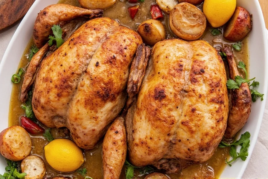 Whole Brined Roasted Chicken on Platter