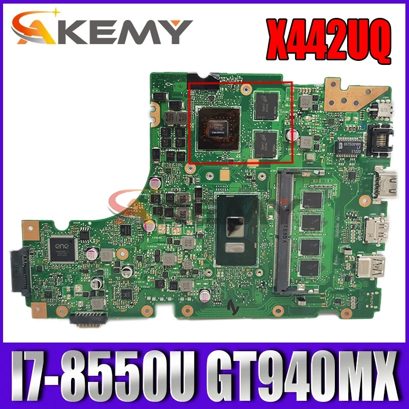 

Akemy X442UQ Laptop motherboard for ASUS VivoBook 14 X442UQR R419U original mainboard 4GB-RAM I7-8550U GT940MX