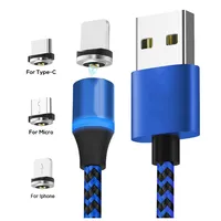 

1m 3.3FT Nylon Braided LED Magnetic Micro USB Type C Charging Cable For Iphone
