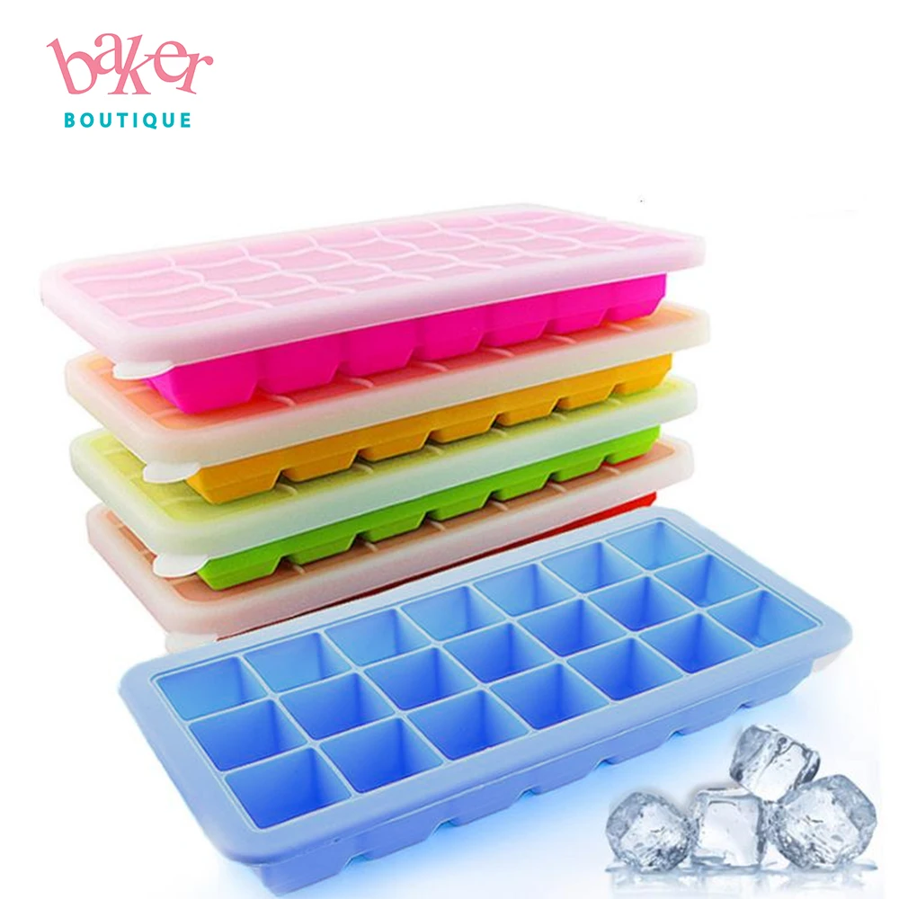 

Eco-Friendly 21 Cavities Food Grade Freeze Food Container Silicone Ice Cube Trays with Silicone Lid