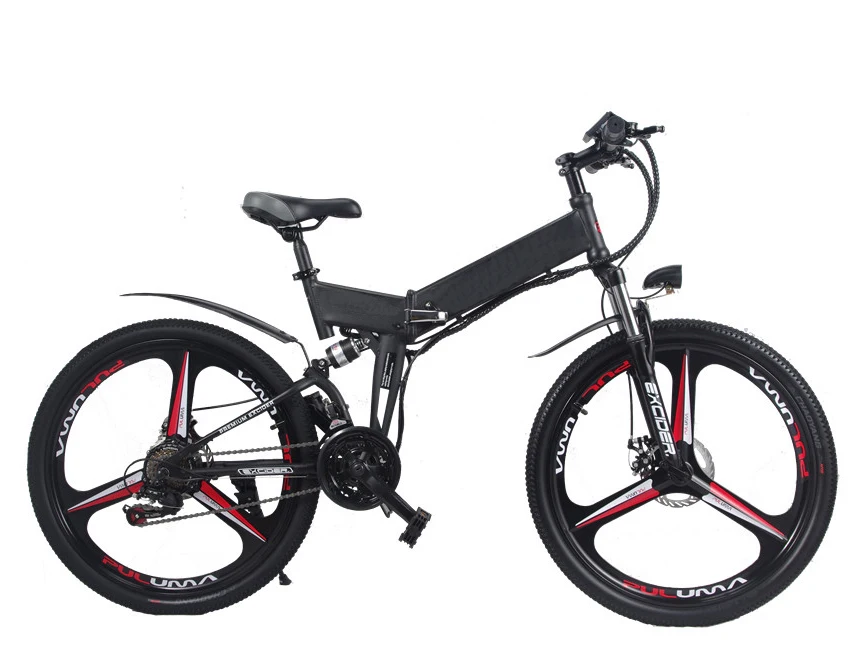 

3 Spoke 21 Speed Full Suspension Ebike Full Suspension Electric Bike Off Road Electric Bike With 48V Lithium Battery, Black or white