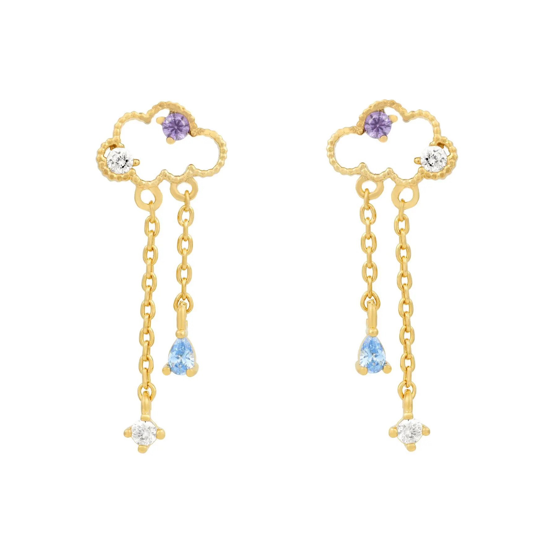 

ER0004 Trendy jewelry earings for women 2021 18K gold chain long tassel zircon charm drop fashion party gift cloud earrings