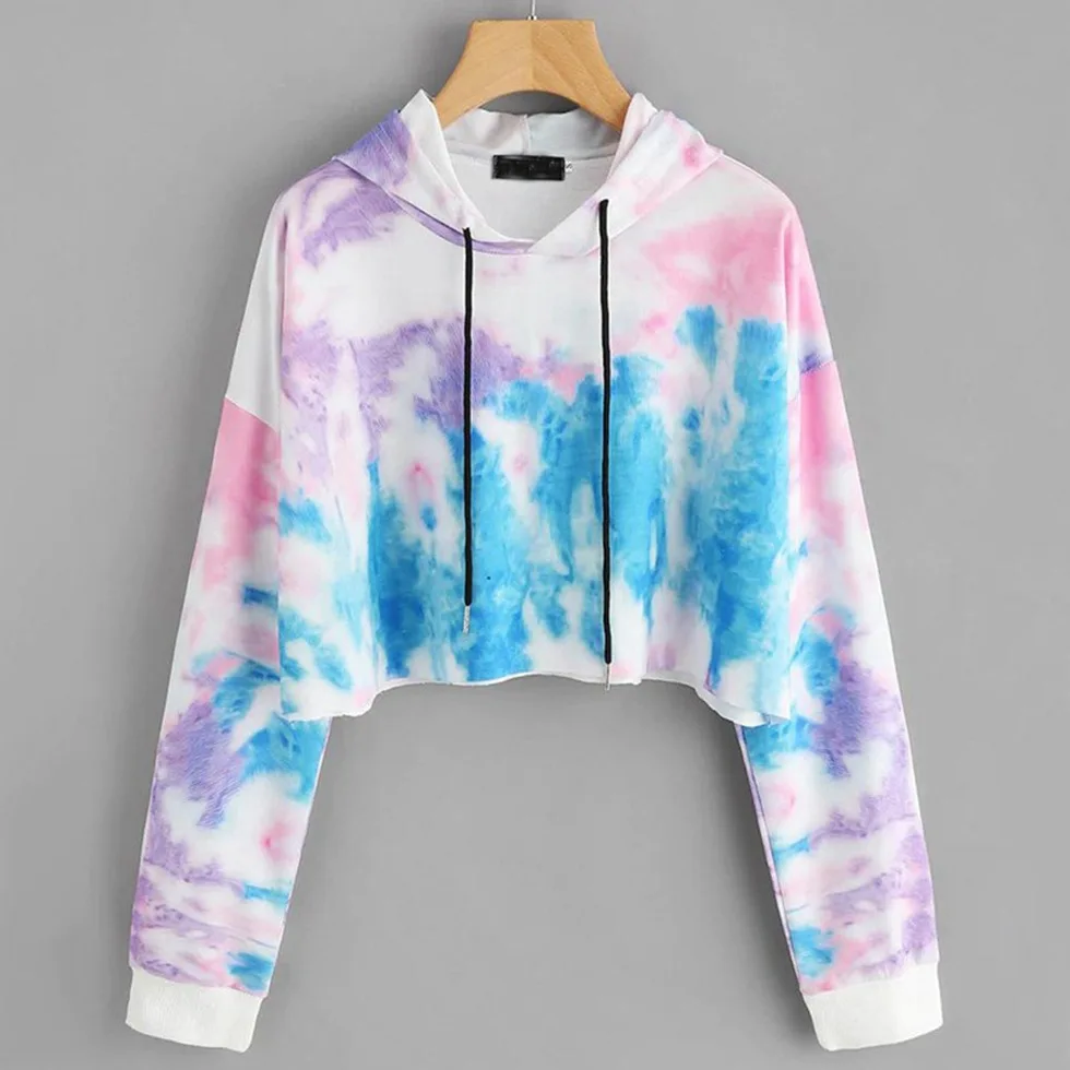 

2021 Summer Women Tie Dye Hoodies For Women Color Long-Sleeved Sweatshirt Ladies Fashion Top