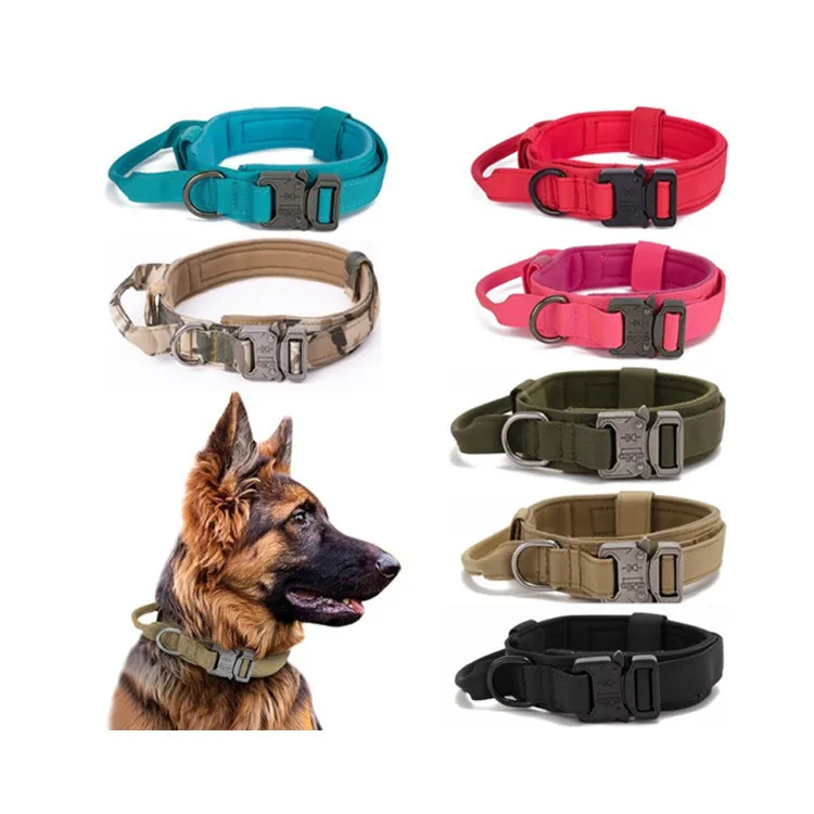 

High Quality Multi-color Nylon&Cotton Wear-resistant Customization Adjustable Outdoor Tactical Training Pet Dog Collar