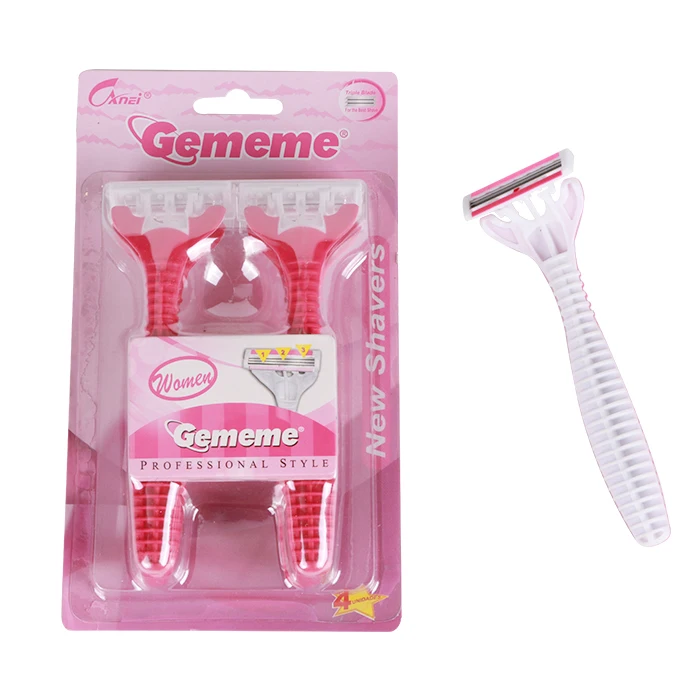 

Plastic Rubber Handle Disposable Three Layer Blade Shaving Razor, Customized
