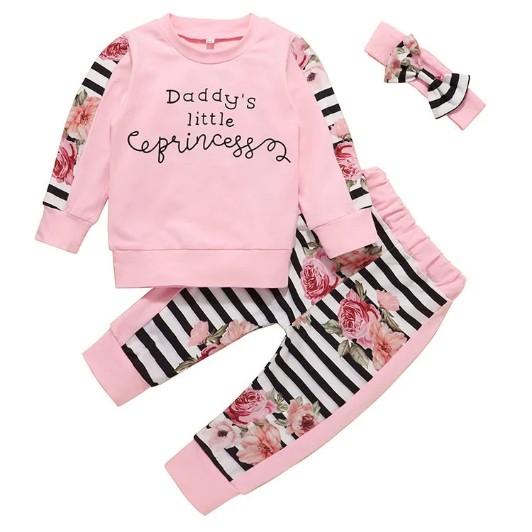 

New suit girls letter printed top + floral trousers two-piece suit